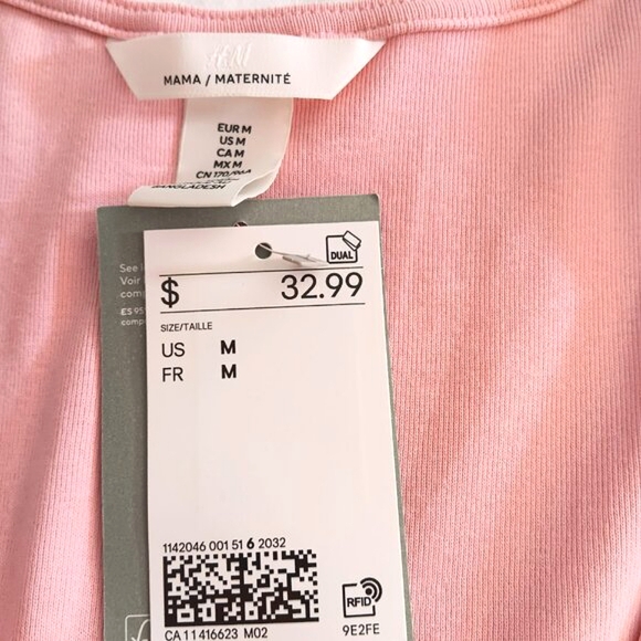 H&M Mama Maternity Top Tee Blouse Pullover Long Sleeve Pink Women's Size M NWT - Picture 5 of 16